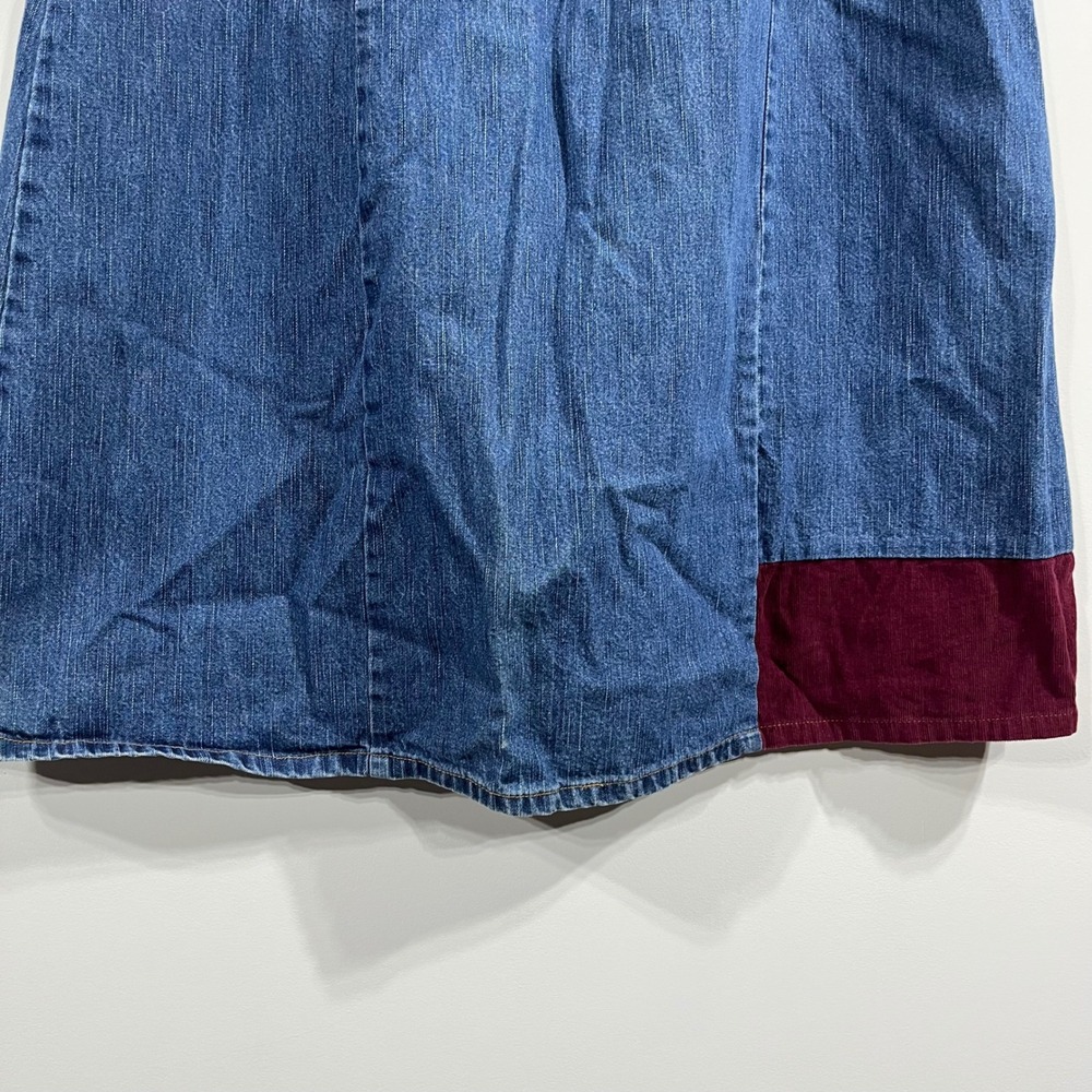 VTG August Max Boho Patchwork Denim Maxi Skirt Sz 3 Cottagecore Western Cowgirl - Picture 2 of 14